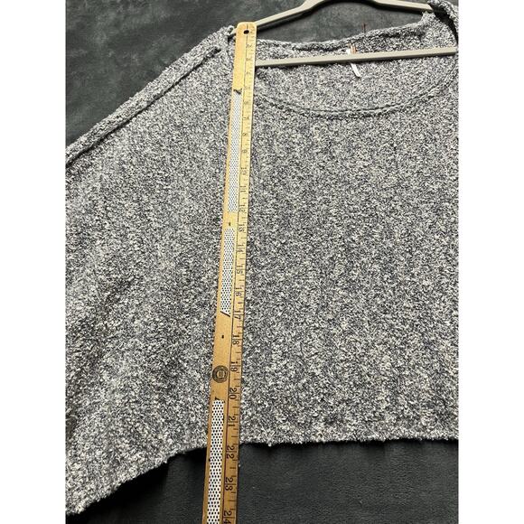 Free People Good Day Sweater Woman’s L Grey Oversized Boxy Cropped Off Shoulder - Picture 2 of 15
